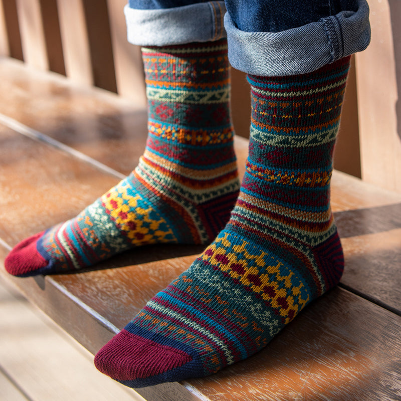 Winter colorful mid-calf socks thickened ethnic style boot socks
