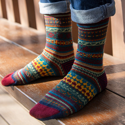 Winter colorful mid-calf socks thickened ethnic style boot socks