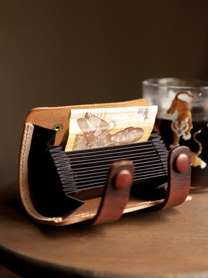 Retro Vegetable Tanning Leather Contrast Color 12 Card Slots Card Holder