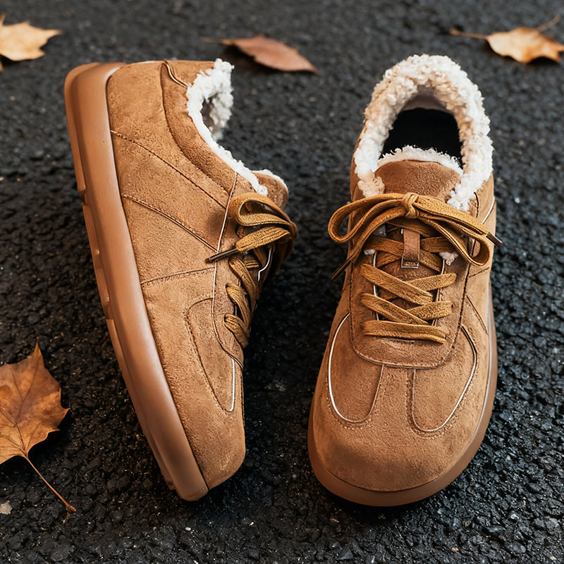 Retro Velvet Thickened Lace-up Warm Shoes