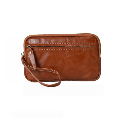 Retro Leather Distressed Top-Grain Cowhide Clutch Bag