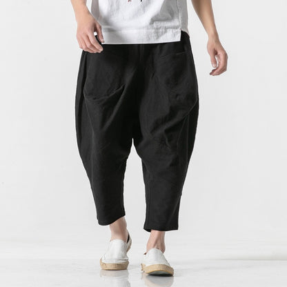 Retro Elasitc Waistband Cotton Linen Harem Pants