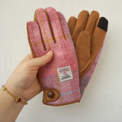 Retro Wool Touchscreen Tweed Plaid Gloves