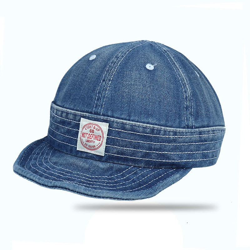 Retro Denim Flip Hat Beret Casual Cap Adjustable Hat
