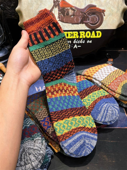 Winter colorful mid-calf socks thickened ethnic style boot socks