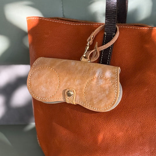 Retro Handmade Wax Leather Glasses Case