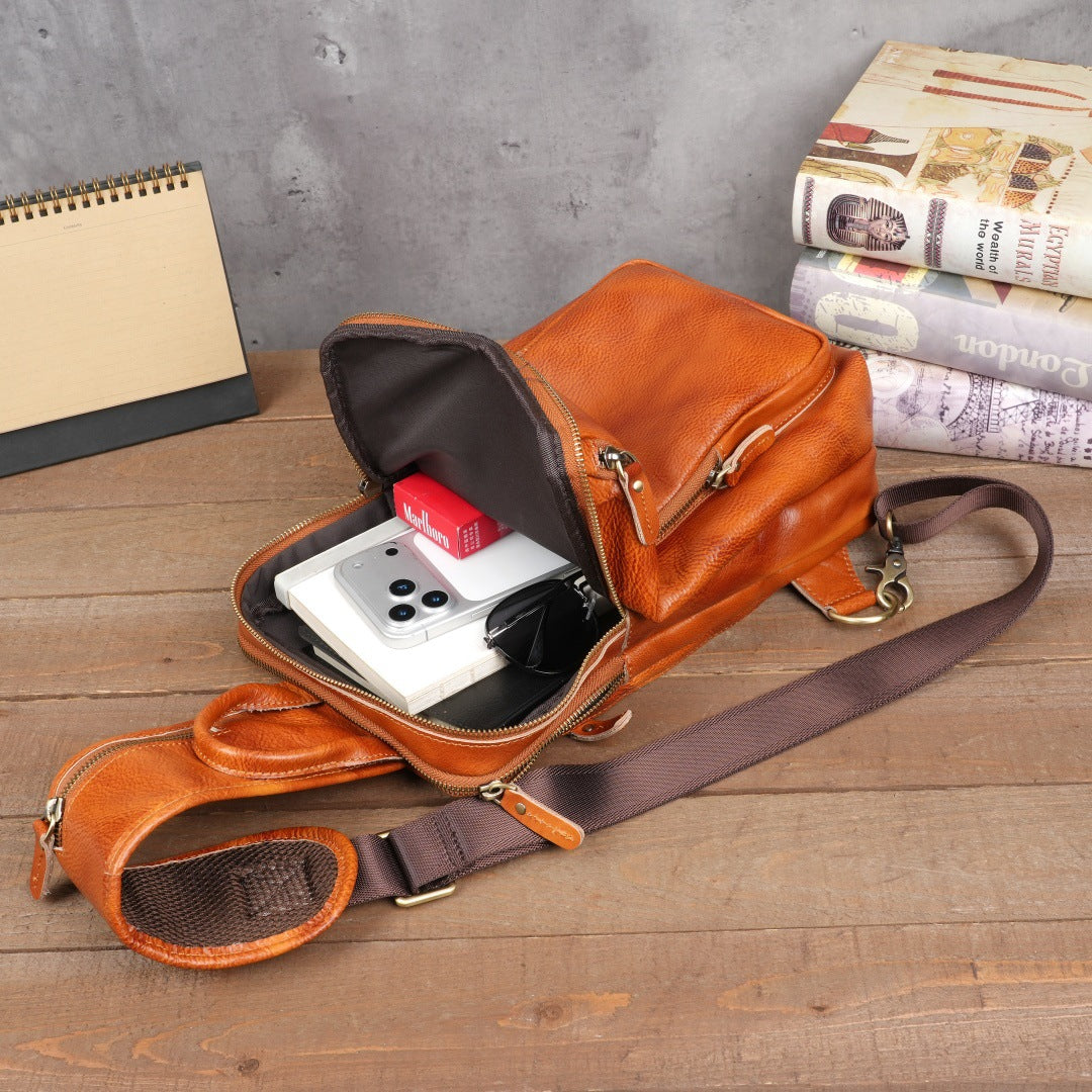 Retro Handmade Leather Chest Bag Crossbody Bag