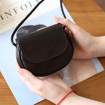Retro Handmade Leather Card Wallets Mini Crossbody Bags