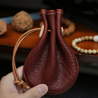 Retro Handmade Leather Coin Wallet Storage Bag