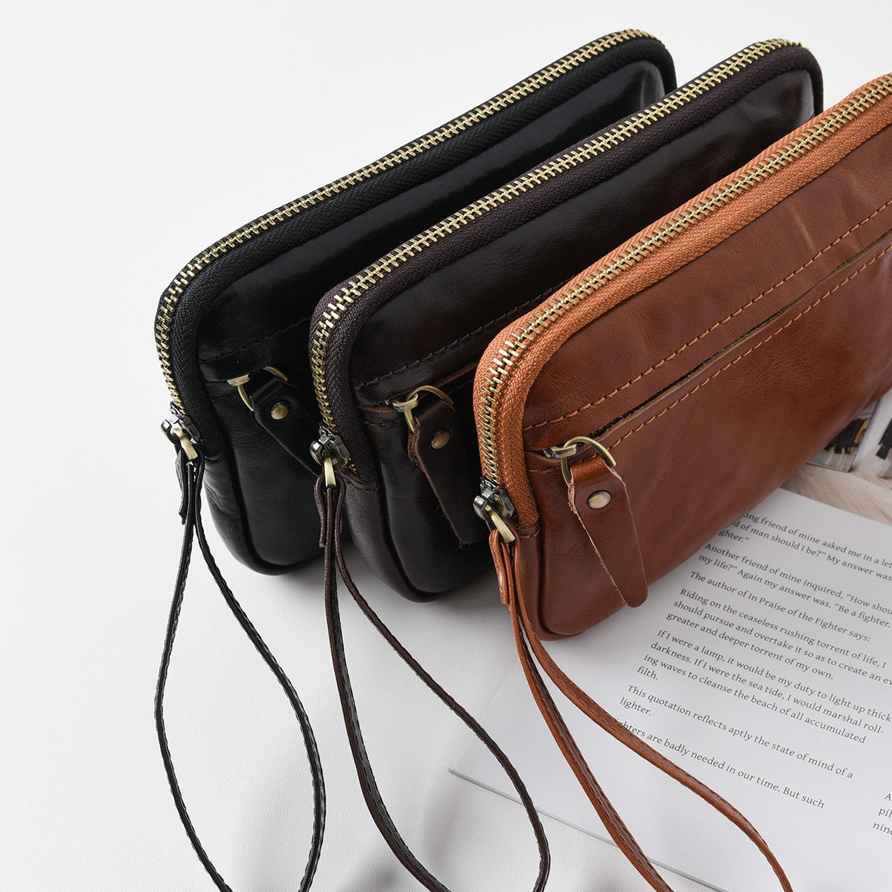 Retro Leather Distressed Top-Grain Cowhide Clutch Bag