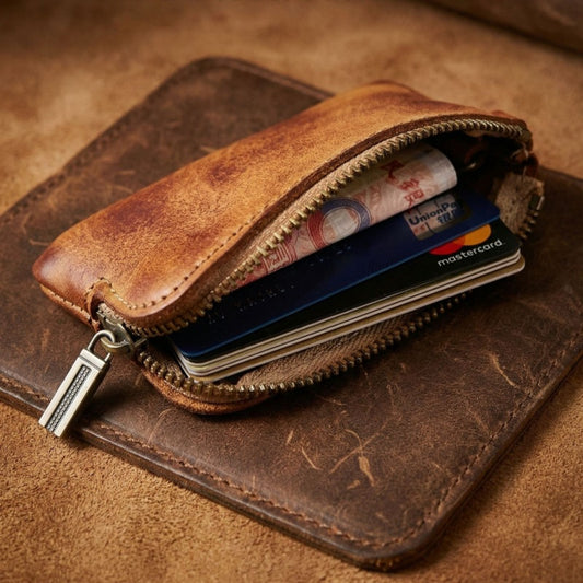 Vintage Leather Handmade Card Wallet