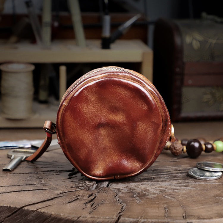 Hand-Brushed Vegetable Tanned Cowhide Coin Bag