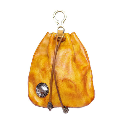 Simple Retro Genuine Leather Coin Purse, Key Pouch, Card Holder, and Storage Bag