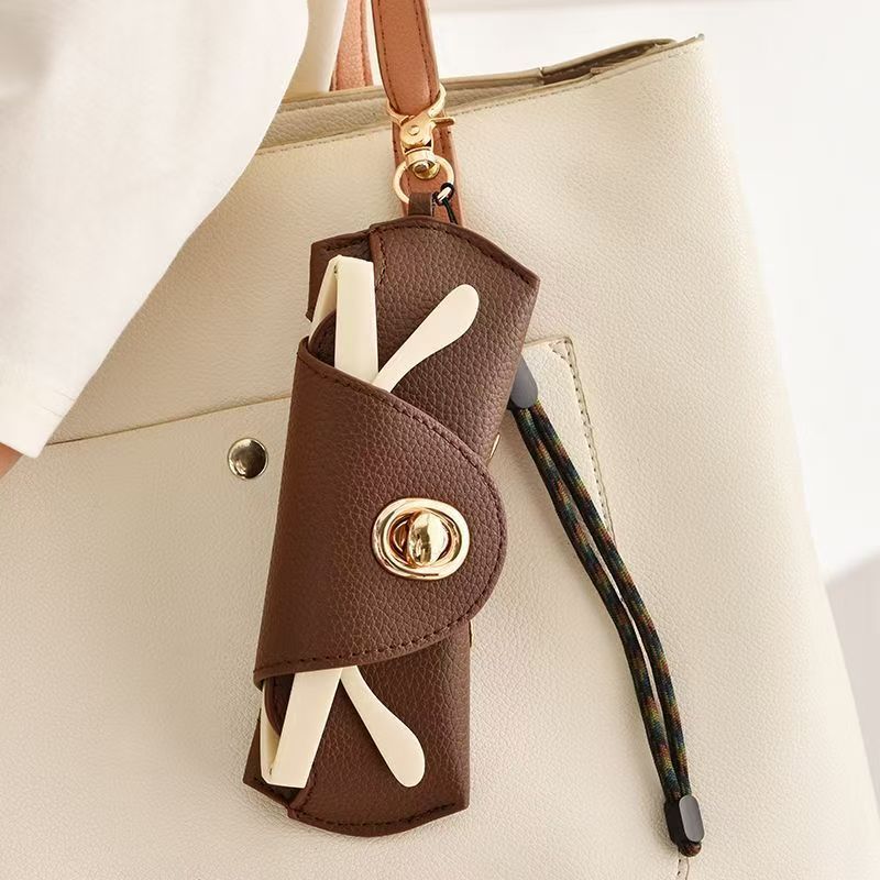 Unisex Portable Pressure-resistant Genuine Leather Prescription Glasses and Sunglasses Case