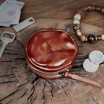 Hand-Brushed Vegetable Tanned Cowhide Coin Bag