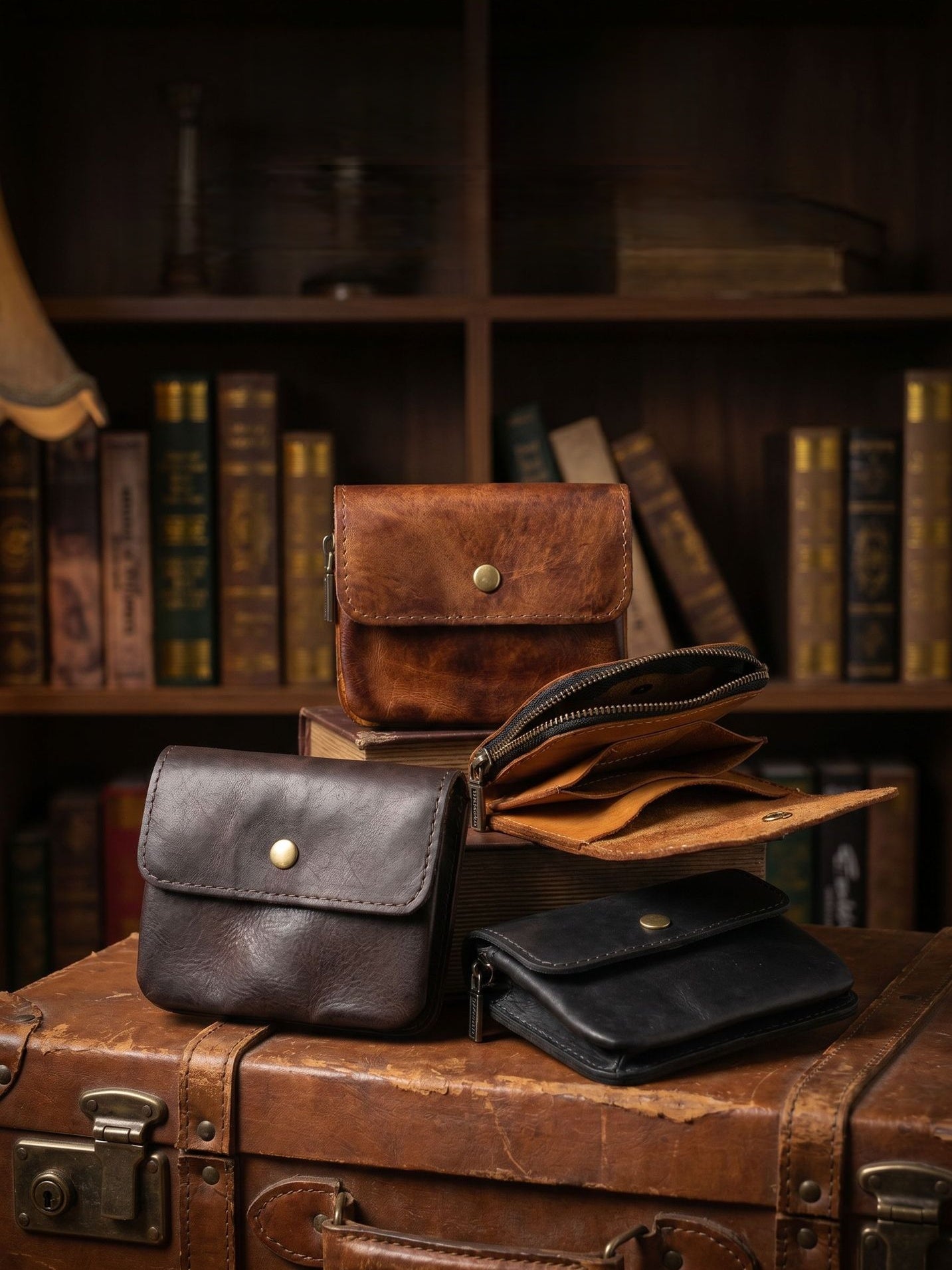 Vintage Leather Cards Holder Coin Wallet
