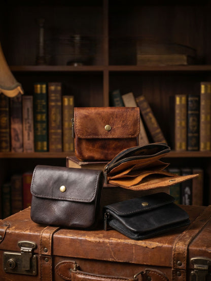 Vintage Leather Cards Holder Coin Wallet