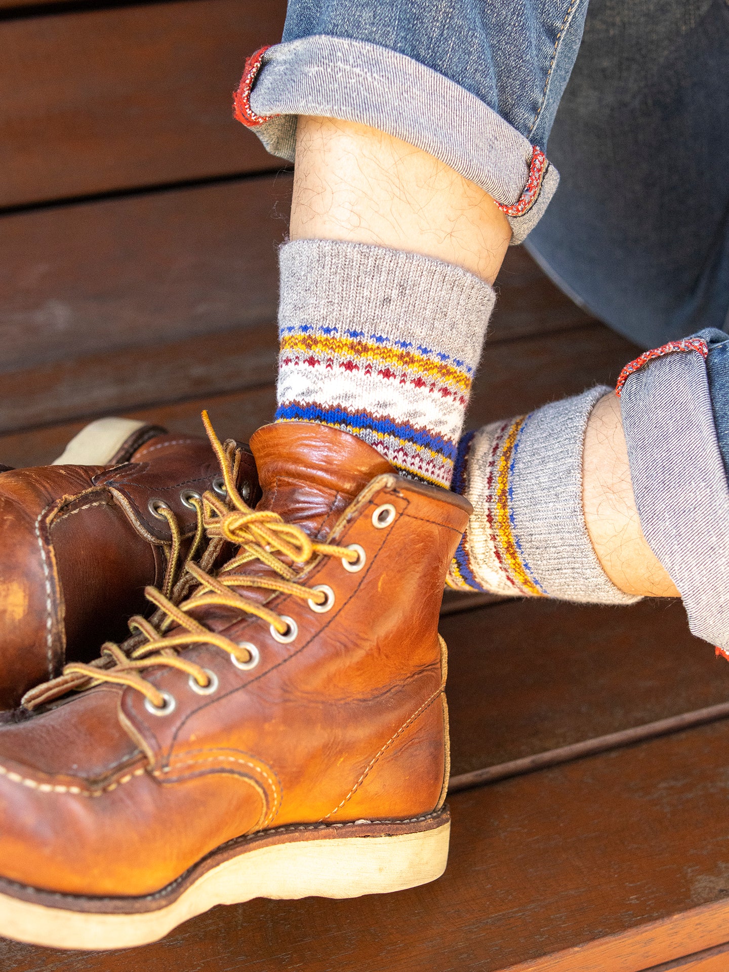 3 Pairs Winter colorful mid-calf socks thickened ethnic style boot socks