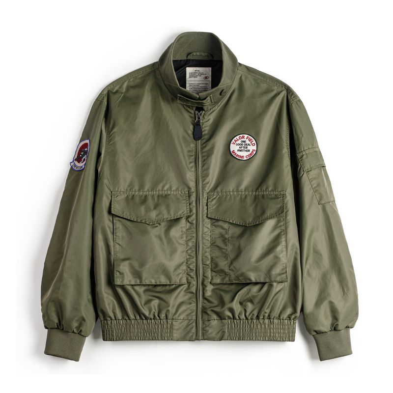 Retro G8WEP Nylon Short Stand Collar Army Green Jacket