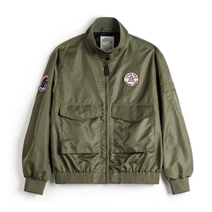Retro G8WEP Nylon Short Stand Collar Army Green Jacket