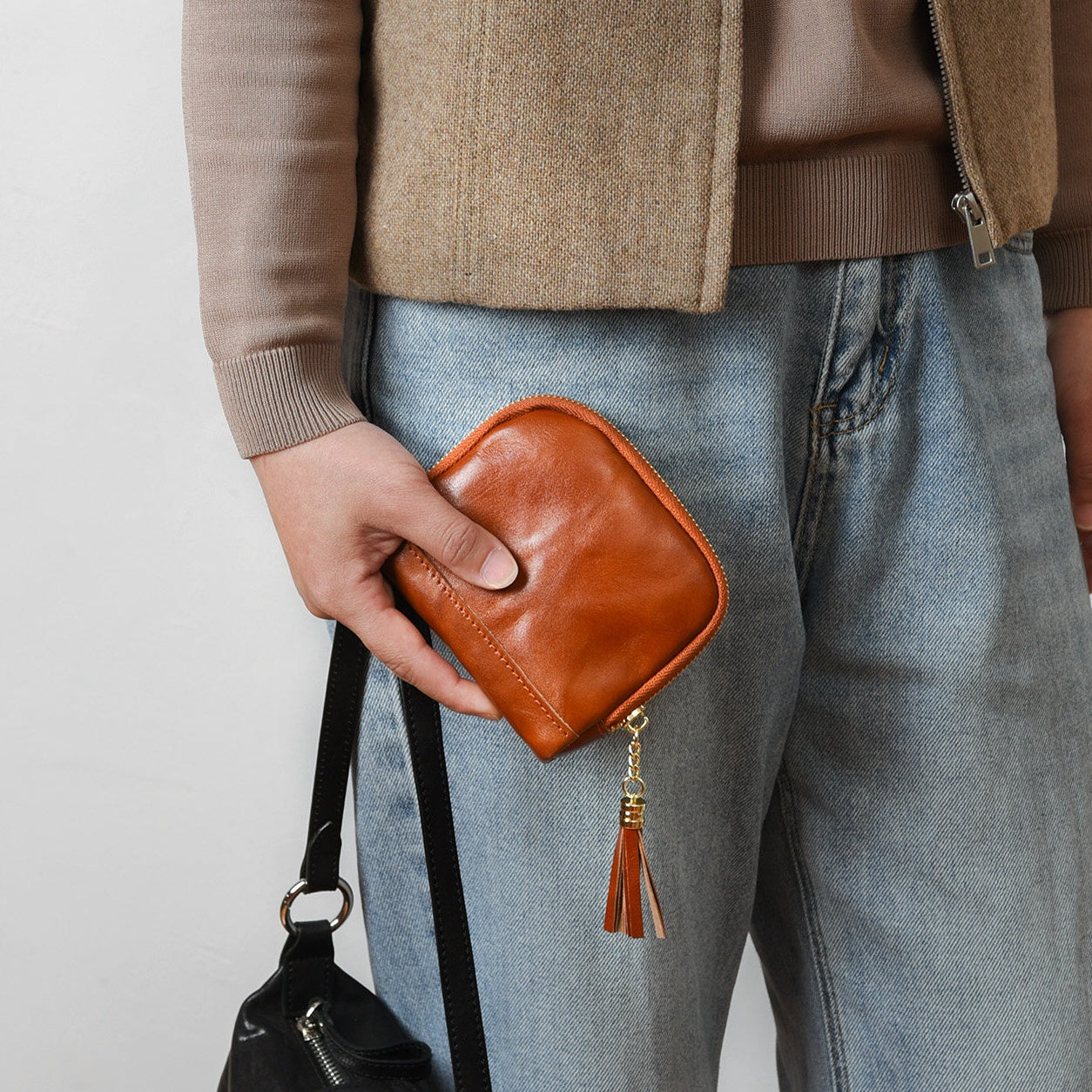 Retro Handmade Leather Zipper Card Wallets