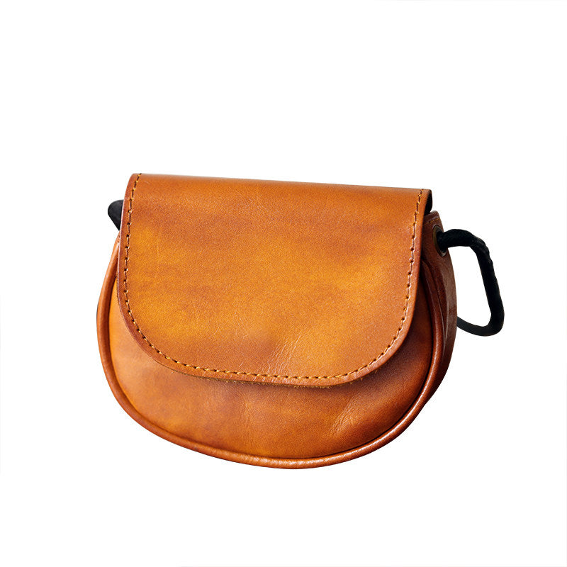 Retro Handmade Leather Card Wallets Mini Crossbody Bags