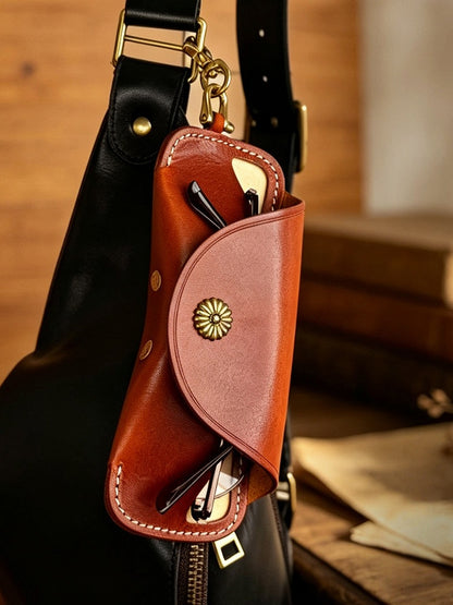 Retro Tanned Leather Glasses Case