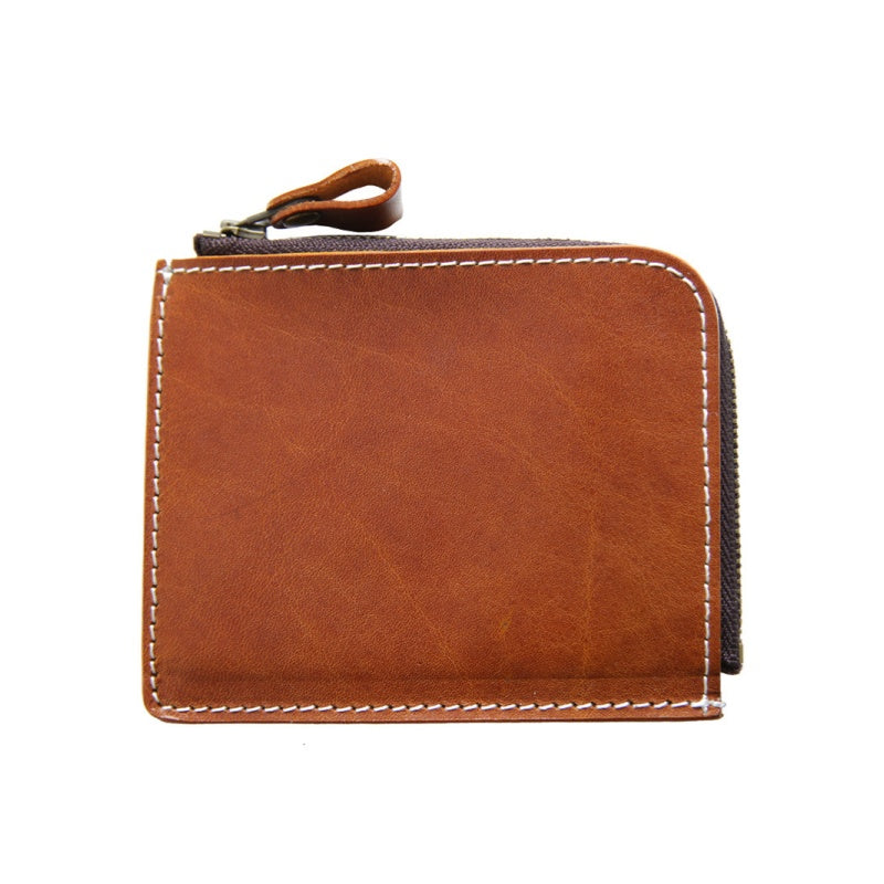 Retro Handmade Leather Zipper Wallet Coin Holder