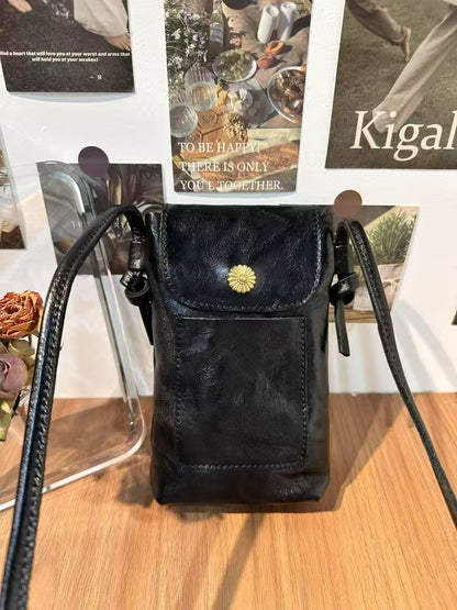 Retro Handmade Leather Mini Portable Phone Bag