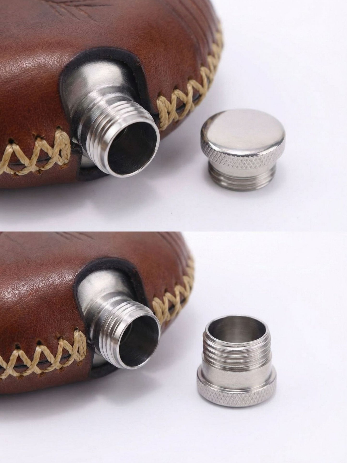 Retro Handmade Leather Portable Outdoor Travel Liquor Bottle 304 Stainless Steel