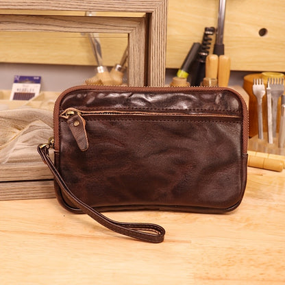Retro Leather Distressed Top-Grain Cowhide Clutch Bag