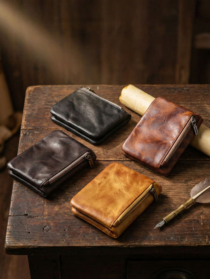 Retro Leather Handmade Short Wallets