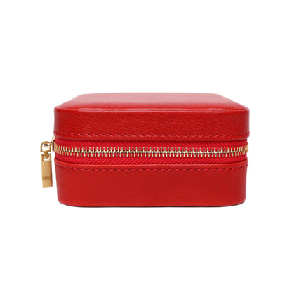 First-layer Waxed Cowhide Leather Portable Necklace Jewelry Box Storage Bag
