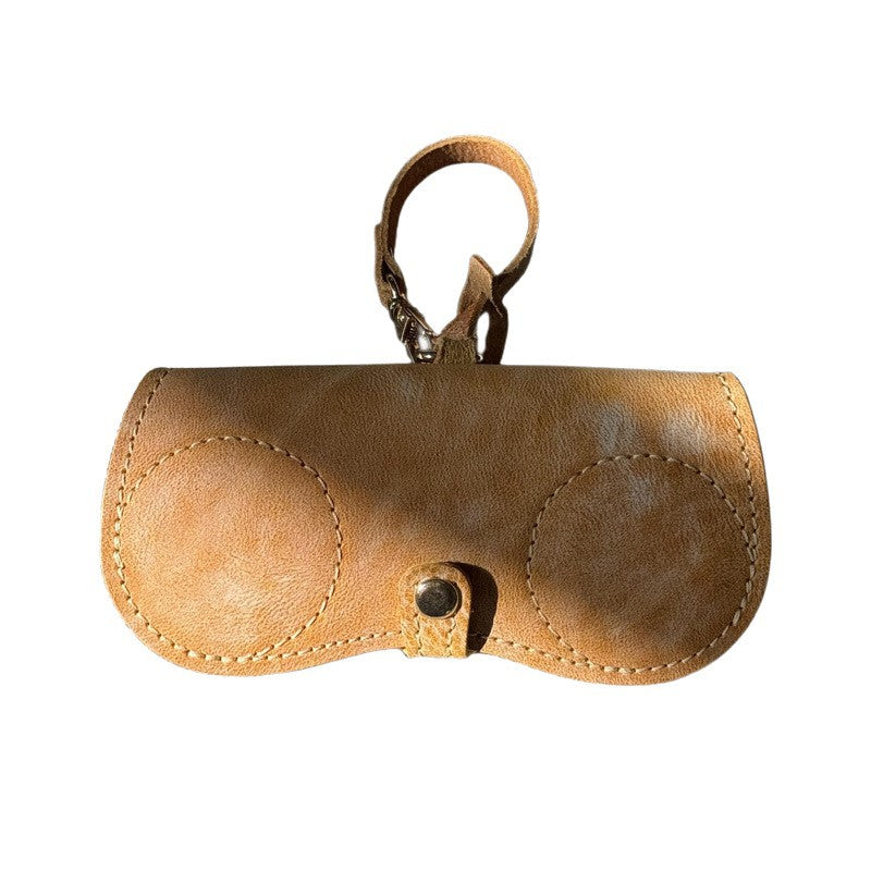 Retro Handmade Wax Leather Glasses Case