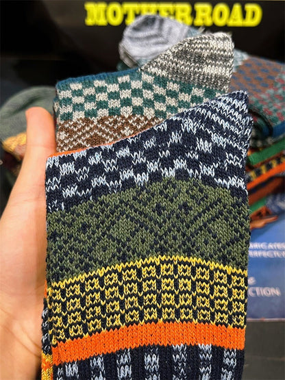 Winter colorful mid-calf socks thickened ethnic style boot socks
