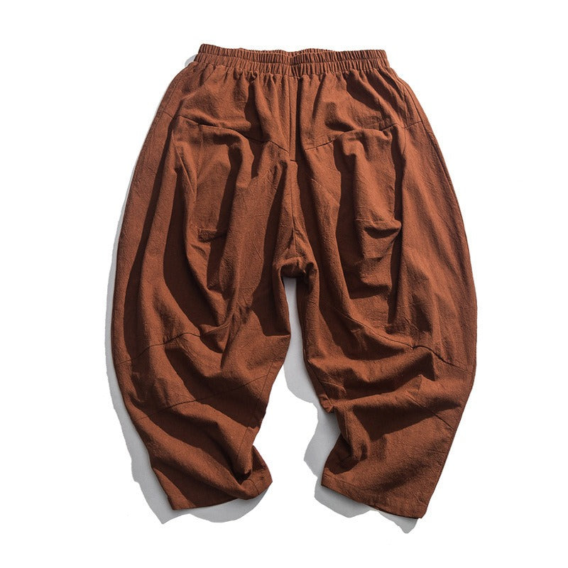 Retro Elasitc Waistband Cotton Linen Harem Pants