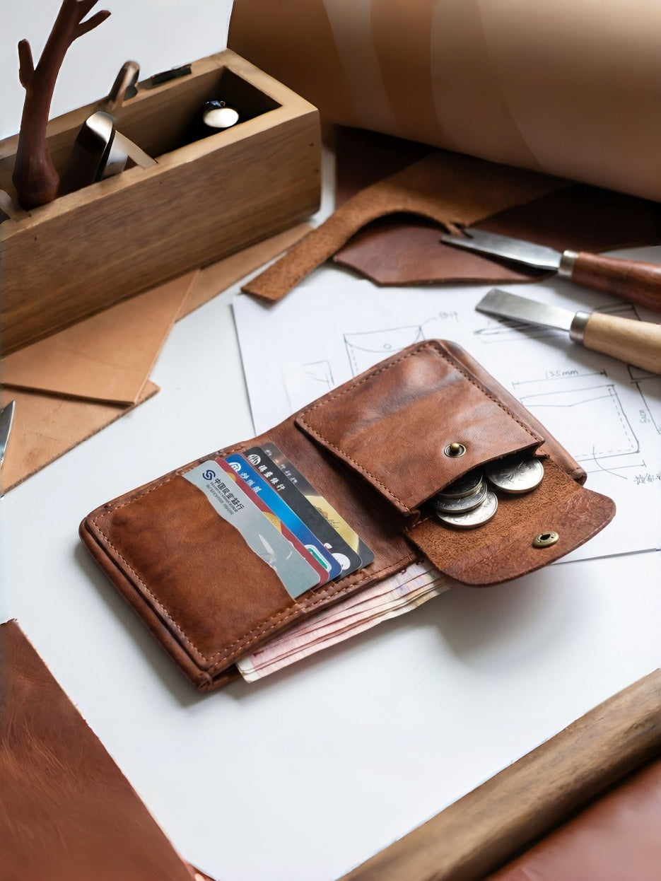 Retro Handmade Tanned Leather Wallet