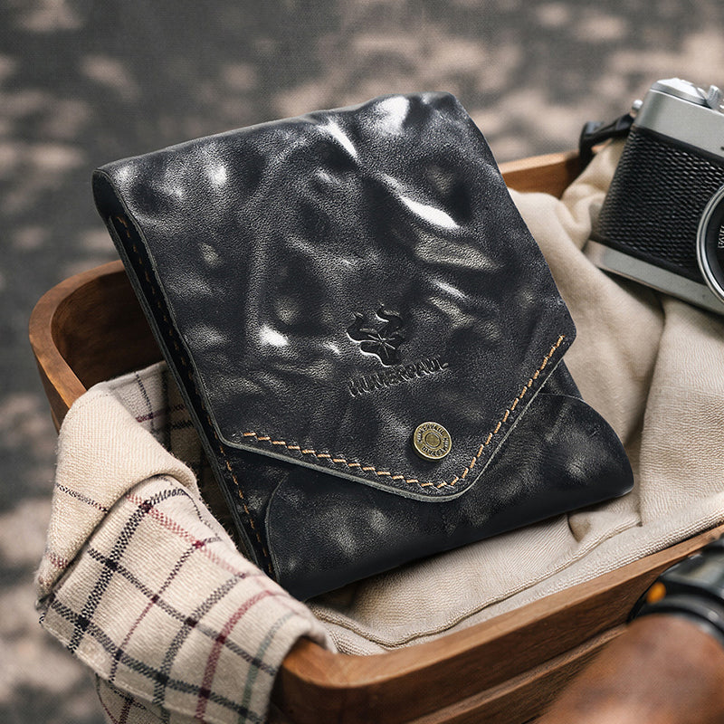 Retro Leather Multifunctional Compact Wallet