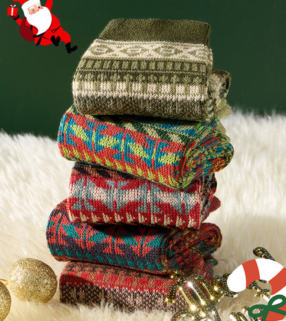 Winter colorful mid-calf socks thickened pure cotton stockings retro men's ethnic style boot socks