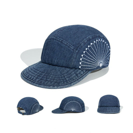 Blue Dyed Denim Embroidered Baseball Cap