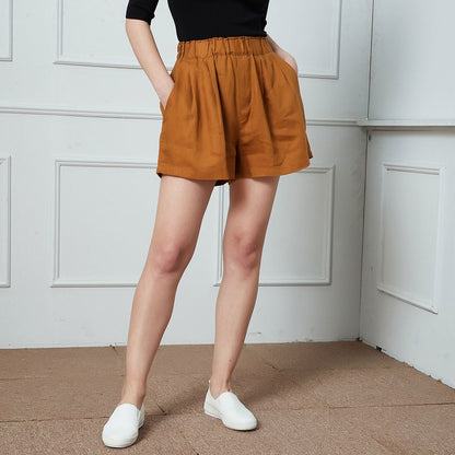 Retro Linen Cotton Shorts with pocket