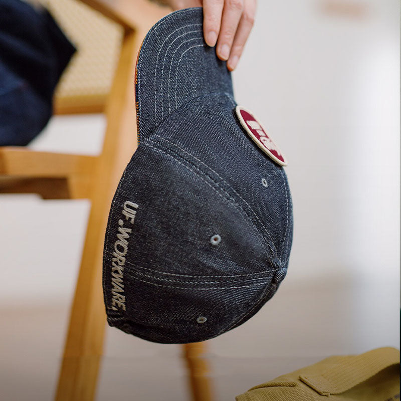 Retro Velcro Denim Baseball Cap Badge Cap