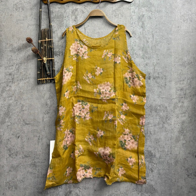Retro Summer Ramen Printed Loose Sleeveless Shirt