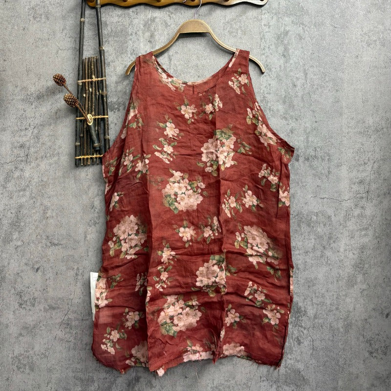 Retro Summer Ramen Printed Loose Sleeveless Shirt