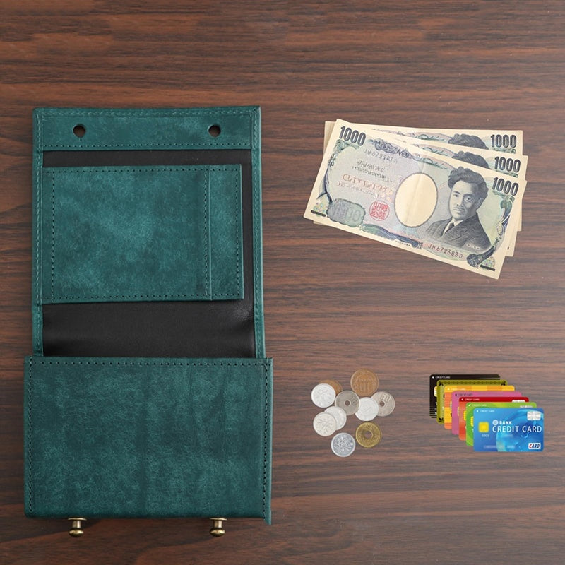 Retro handmade frosted leather wallet for men and women, 3-fold style multifunctional business clutch