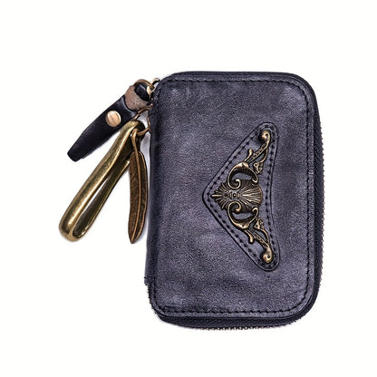 Vintage Leather Key Pouch Also Serves As a Coin And Card Holder