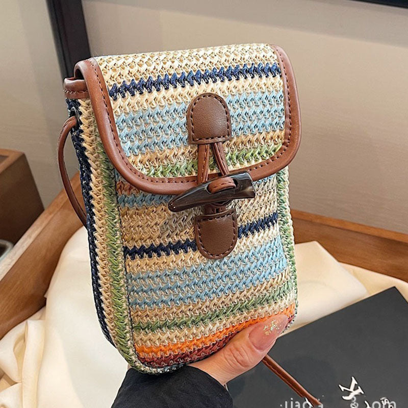 Retro Woven Phone Bag Chic Crossbody Bag