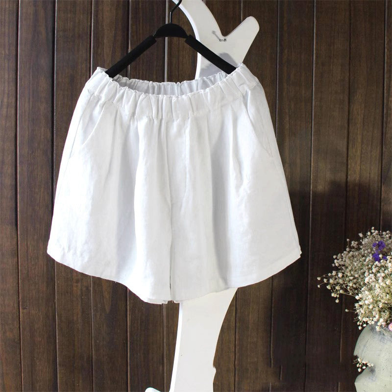 Retro Linen Cotton Shorts with pocket