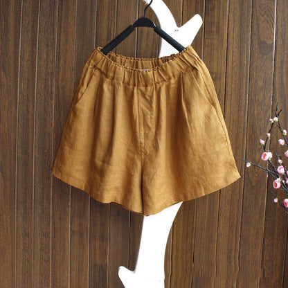 Retro Linen Cotton Shorts with pocket