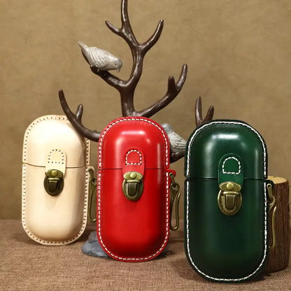 Genuine Leather Vintage Sun Glasses Box - Portable Storage Case with Hook - Eye Glass Organizer